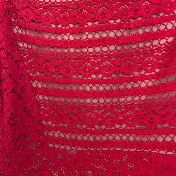 Red Lace Sleeveless Dress - Picture 3 of 4